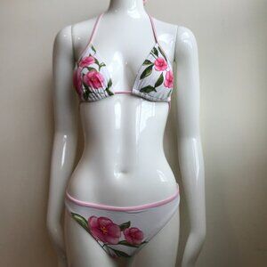 Billabong surf white pink floral print flower bikini